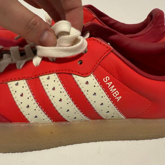 Adidas Women's Samba Valentine's Day Sneakers Red Pink 10 Platform Leather - Picture 5 of 9